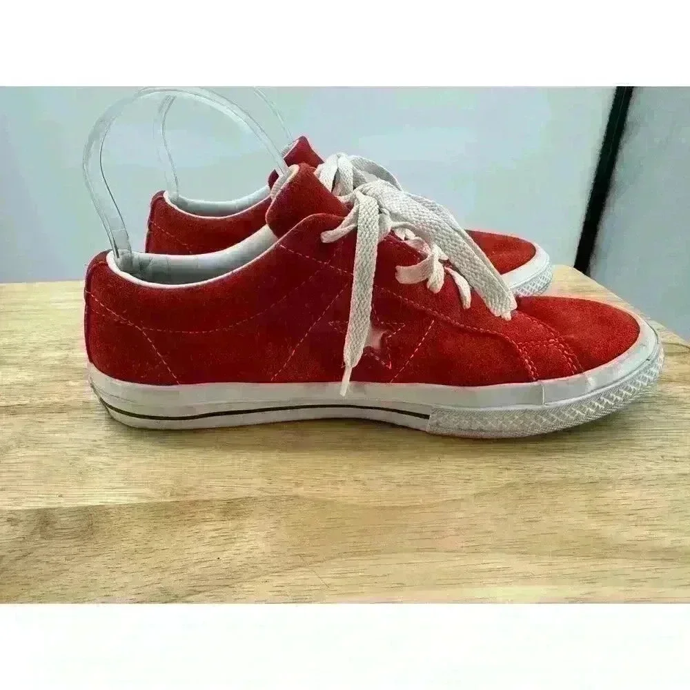 Converse All Star One Star Red & White Suede Low Top Lace-Up Sneakers  Juniors 6